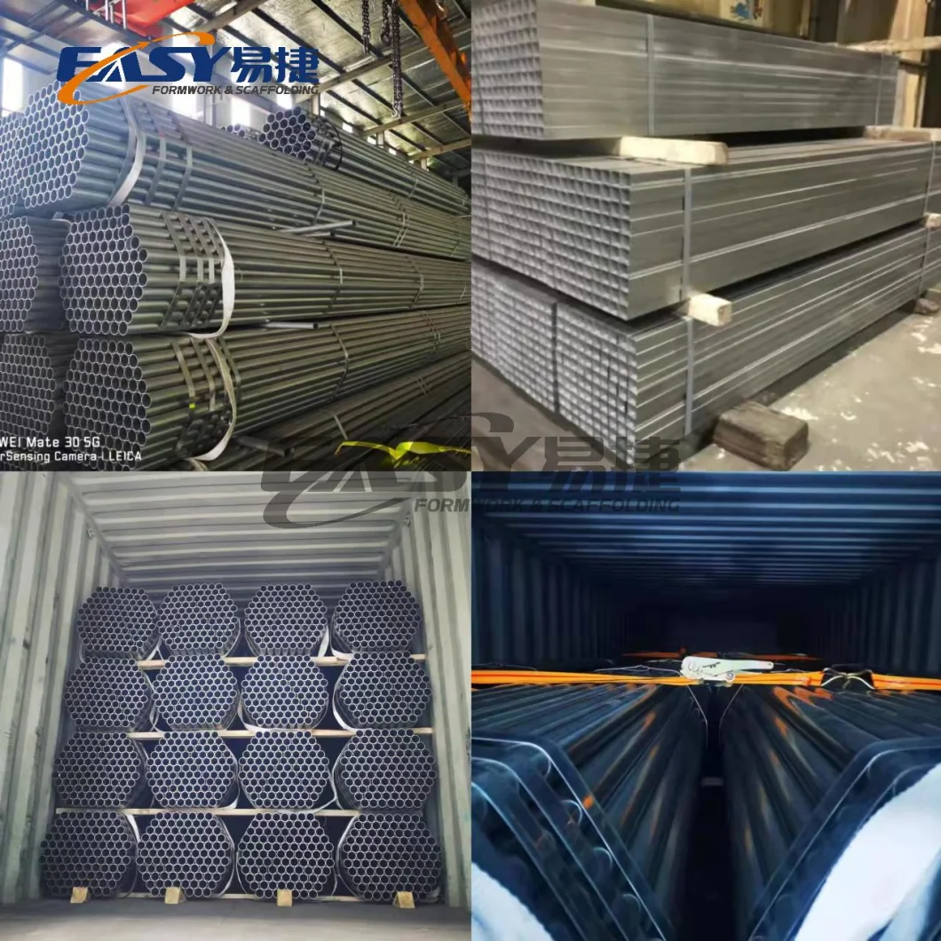 Easy Scaffolding 1/2"-24"/48.3/48.6mm Black Carbon Hot DIP Galvanized Welded/Seamless Q235/Q245/Stk400/Stk500 Material Steel Square/ Round Scaffolding Pipe
